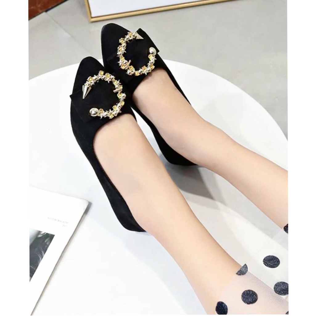 Rhinestone Point Toe Flat